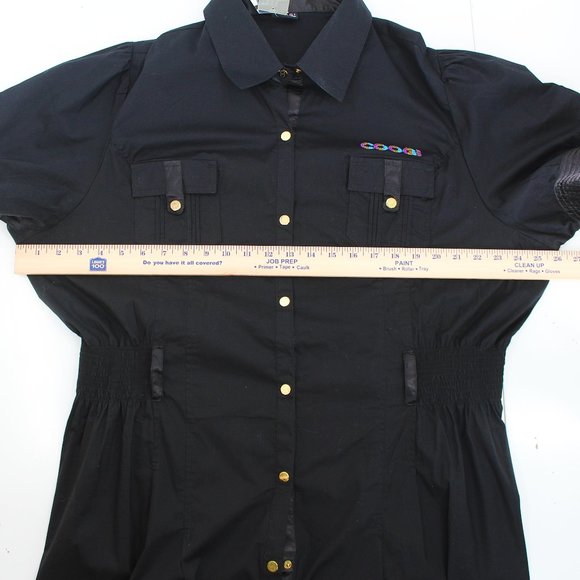 NWT Coogi Black Dress SZ 3X Y2K Hip Hop Cotton Puff Sleeve Snap Front Rhinestone - Picture 6 of 16